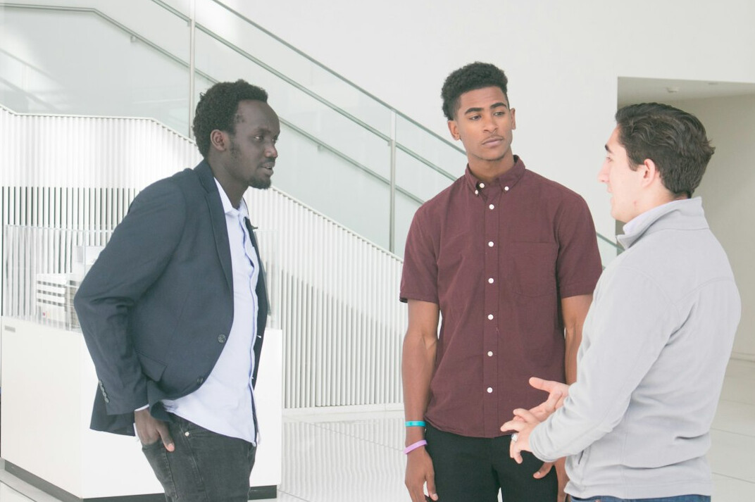 diverse group talking together