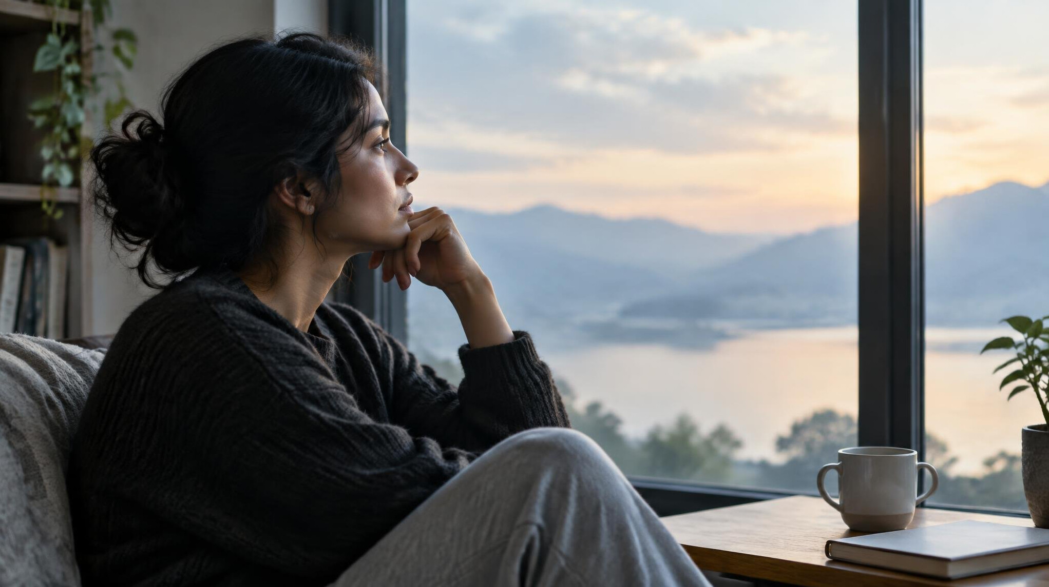 thoughtful person reflecting