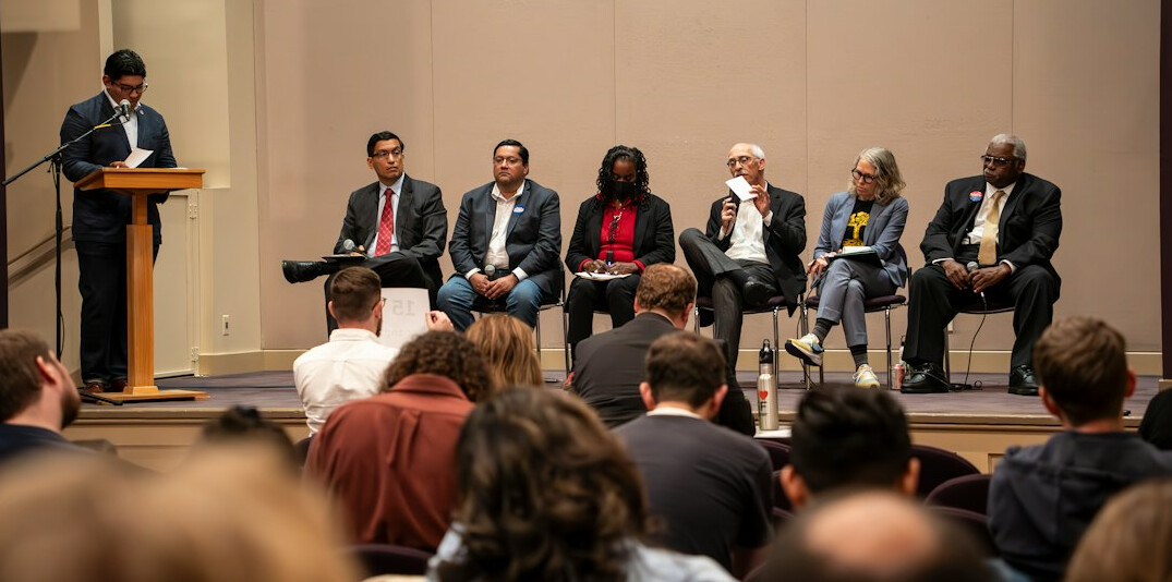 diverse group having debate